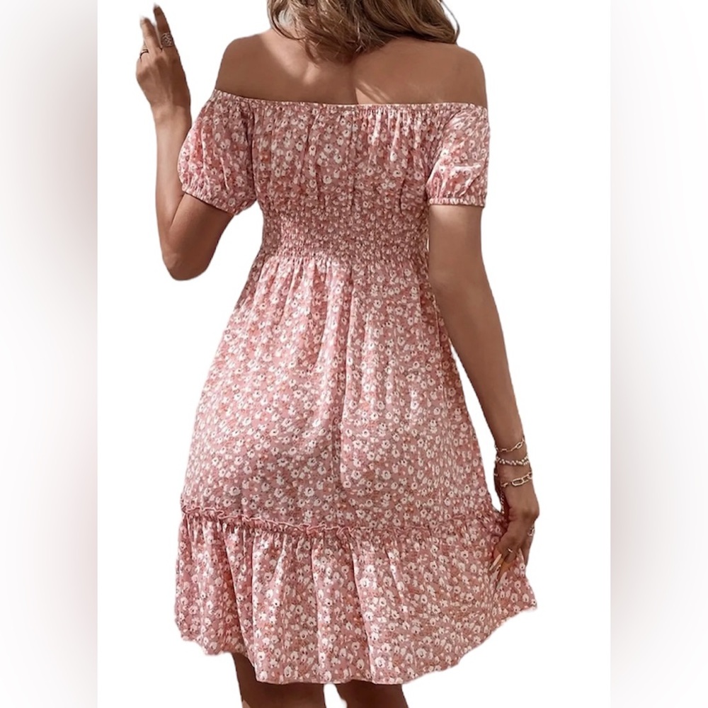 Floral Print Off Shoulder Maxi Summer Dress. - Picture 2 of 5